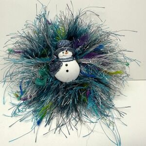 Whimsical Ceramic Snowman Brooch Pin Festive Winter Holiday Jewelry 5 in